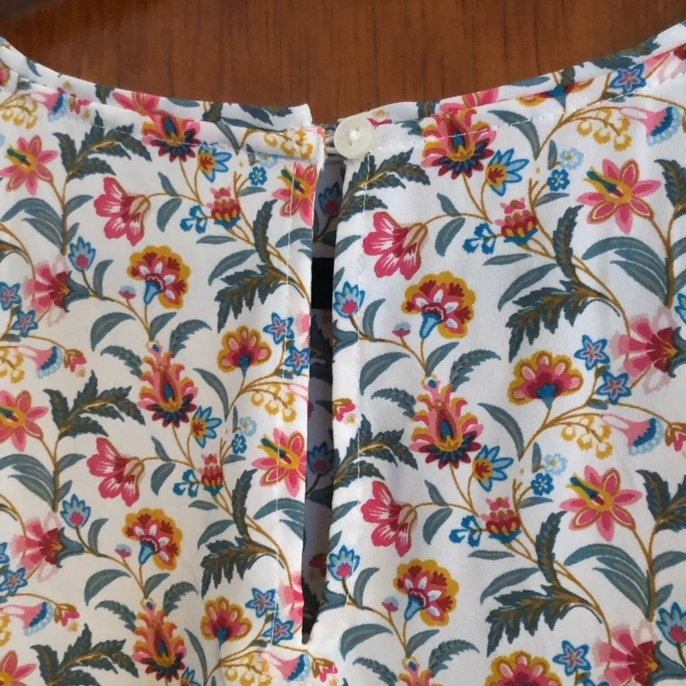 LOFT Floral Puff Sleeve LS Blouse L
